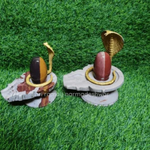 Ardhnarishwar Narmadeshwar Shivling – Divine Dual-Tone Shivling Pair with Naag and shivling Base