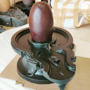 Brown Narmadeshwar Shivling – Classic Polished Shivling with Black Stone Jaladhari
