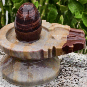 Narmadeshwar Shivling Set with Jaldhari – 2 Inch Shivling on 4 Inch Narmada Stone Base