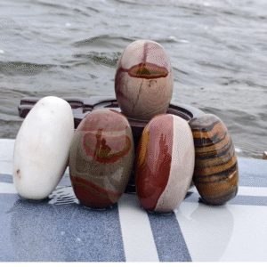 Set of 5 Natural Narmadeshwar Shivlings – Premium Assorted River Stones