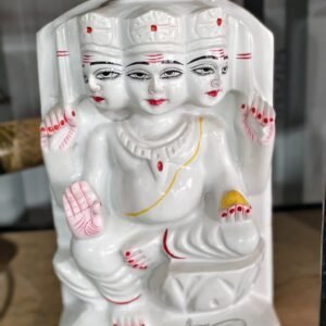 White Marble Trimurti Dattatreya Idol for Home Temple