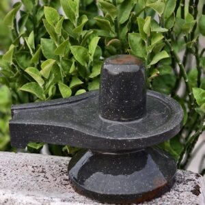 Polished Black Narmadeshwar Shivling with Stone Jaladhari – Sacred Puja Idol