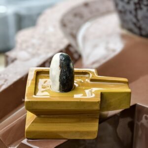 Miniature Narmadeshwar Shivling with Yellow Stone Jaladhari – Compact Puja Idol