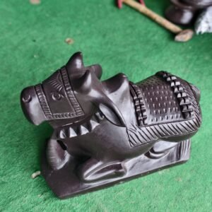 Large Black Stone Nandi Idol – Handcrafted Sacred Companion for Shivling Worship