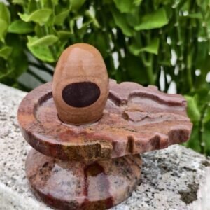 Natural Brown Narmadeshwar Shivling with Multicolor Stone Jaladhari – Sacred Puja Ido