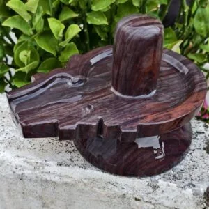 Polished Brown Narmadeshwar Shivling with Natural Grain Pattern – Stone Jaladhari

