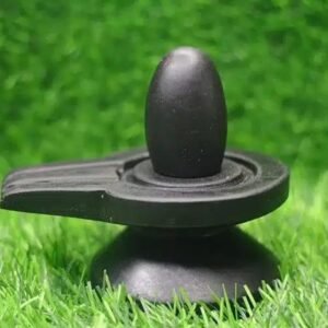 Natural Black Narmadeshwar Shivling – Original Narmada River Stone Shivling with Black Stone Base for Home Puja