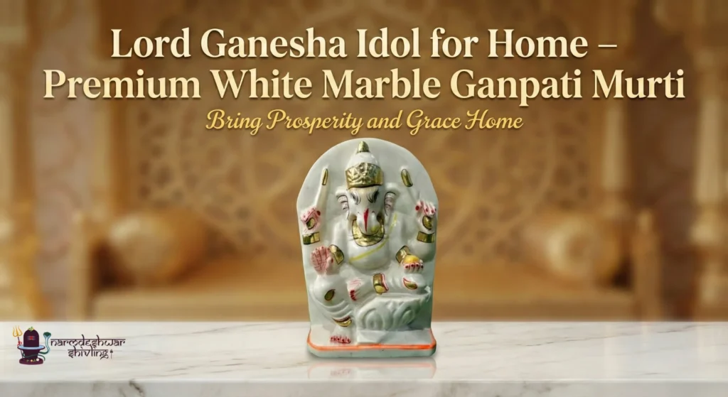 Lord Ganesha Idol for Home – Premium White Marble Ganpati Murti